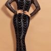 Black With Gold/Sliver Sequins Maxi Dresses