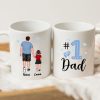 Blue Back View Dad And Son Daughter Kids Walking #1 Dad Personalized Mug