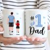 Blue Back View Dad And Son Daughter Kids Walking #1 Dad Personalized Mug