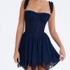 Blue Frill Layered Mini Dress