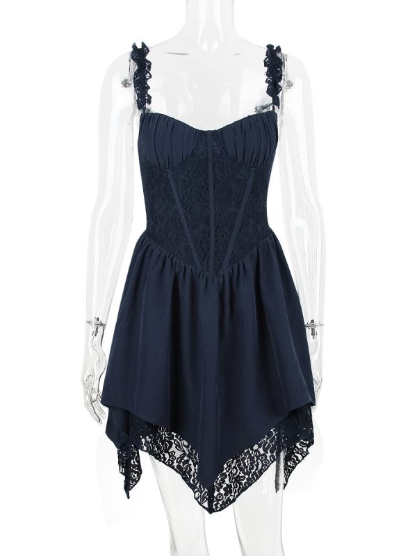 Blue Frill Layered Mini Dress