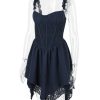 Blue Frill Layered Mini Dress