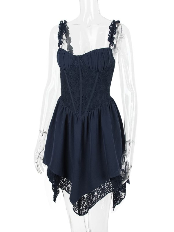 Blue Frill Layered Mini Dress