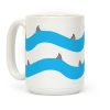 Blue Shark Fins Waves Pattern Coffee Mug