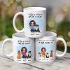 Blue Watercolor Doll Woman And Dogs Personalized Mug