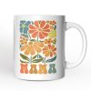 Boho Floral Mama Mug, Retro Color Flowers Gift for Mothers
