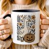 Boho Goose Halloween Pumpkin Personalized Mug, Spooky Fall Floral Gift with Custom Name