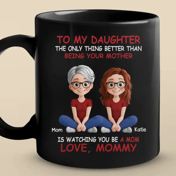 Bonded By Heart, United By Love - Family Personalized Custom Black Mug - Mother's Day, Gift For Mom, Daughter