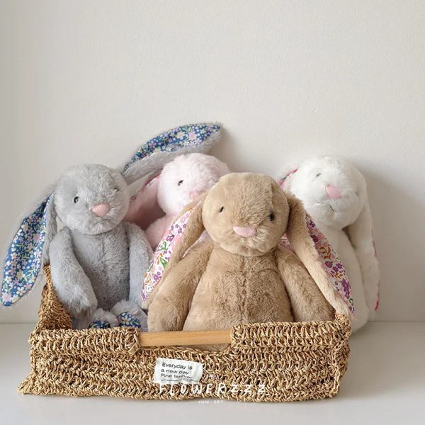 Bonnie Rabbit Plush Toy Soft Bunny with Floral Ears for Kids and Home Decor