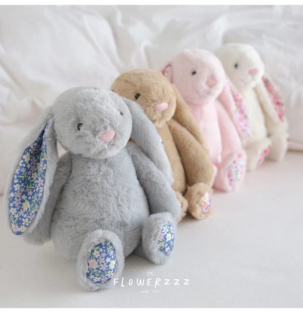 Bonnie Rabbit Plush Toy Soft Bunny with Floral Ears for Kids and Home Decor