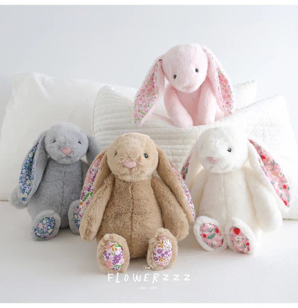 Bonnie Rabbit Plush Toy Soft Bunny with Floral Ears for Kids and Home Decor