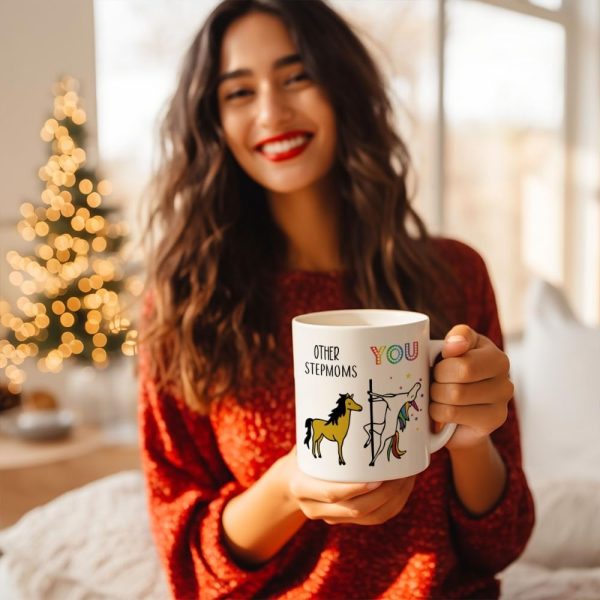 Bonus Mom Coffee Mug Funny Stepmom Gift from Stepdaughter Stepson, Birthday Mother's Day Christmas Gift Idea