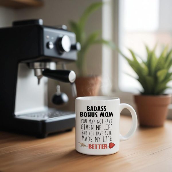 Bonus Mom Coffee Mug Gift for Stepmom from Stepdaughter Stepson Birthday Mother's Day Christmas Gift Idea