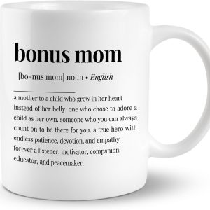 Bonus Mom Definition Coffee Mug Funny Stepmom Gift from Stepdaughter Stepson Birthday Mother's Day Christmas Gift