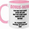 Bonus Mom Funny Coffee Mug, Gift for Stepmom from Stepdaughter Stepson Birthday Mother's Day Christmas Gift