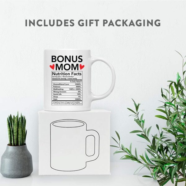 Bonus Mom Nutritional Facts Coffee Mug Funny Stepmom Gift from Stepdaughter Stepson Birthday Mother's Day Gift