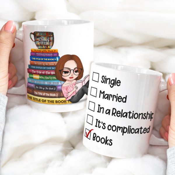 Book Single Married In A Relationship Love Books Personalized Mug 2HUHI120122