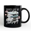 Books Are My Therapy Floral Vintage Personalized Mug, Reading Aesthetic Gift for Bookworms with Custom Name