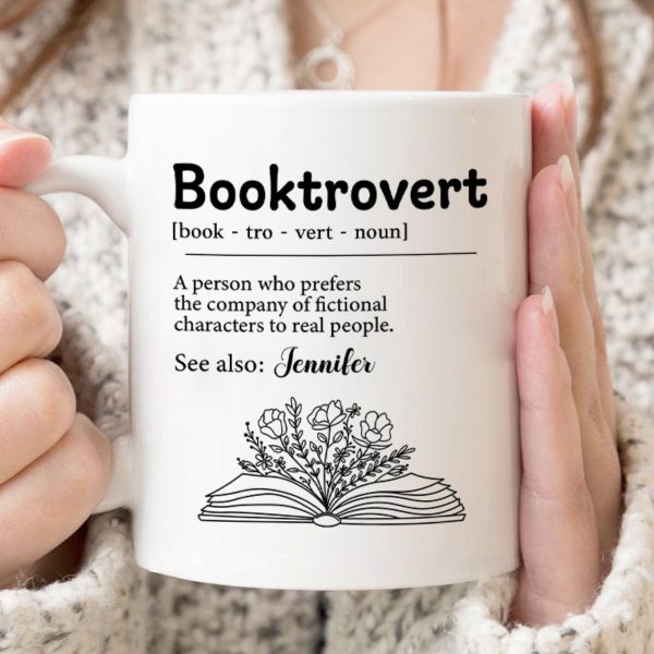 Booktrovert Definition Gift For Book Lover, Bookworm Personalized Mug