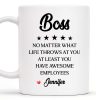 Boss No Matter What Life Throws Awesome Employees Stars - Personalized Custom Coffee Mug - COL050_MG