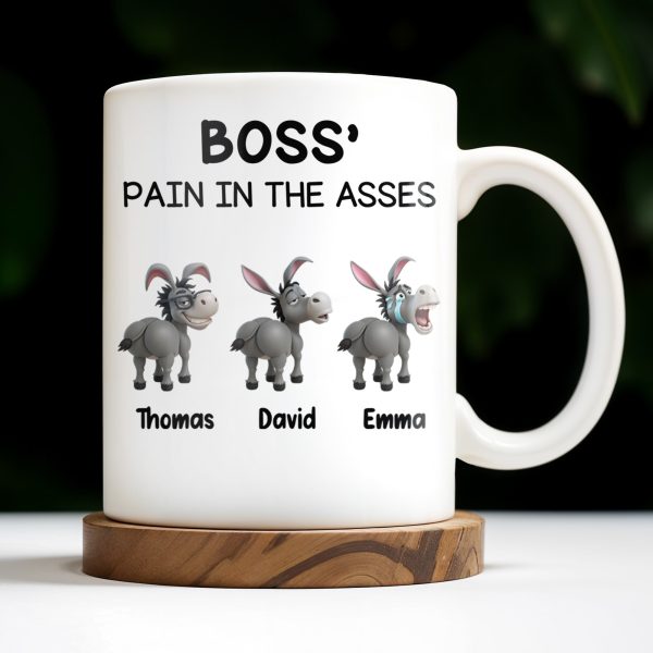 Boss' Pain In The Asses Featuring Playful Donkeys - Personalized Custom Coffee Mug - COL107_MG