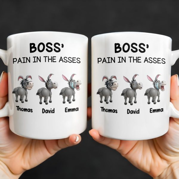 Boss' Pain In The Asses Featuring Playful Donkeys - Personalized Custom Coffee Mug - COL107_MG