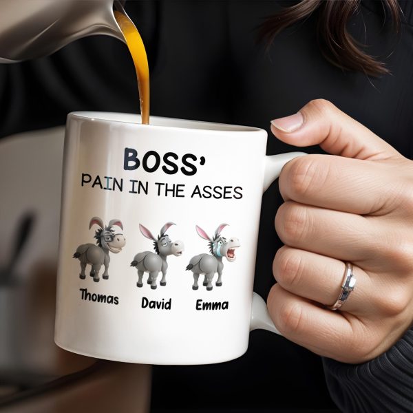 Boss' Pain In The Asses Featuring Playful Donkeys - Personalized Custom Coffee Mug - COL107_MG