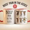 Boss Pain in the Asses, Funny Donkey Office Decoration - Personalized Mug - Custom Employee Gift Exchange, White Elephant Gift