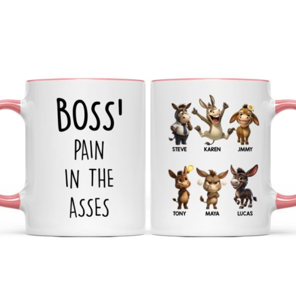Boss Pain in the Asses, Funny Donkey Office Decoration - Personalized Mug - Custom Employee Gift Exchange, White Elephant Gift