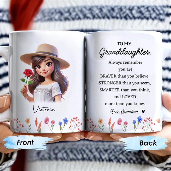 Braver Stronger Smarter Loved Motivational Quote With Rose - Personalized Custom Coffee Mug - GDT034_MG