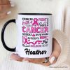Breast Cancer Awareness Ribbon Personalized Mug, In October We Wear Pink Support Gift with Custom Name