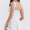Breezy Lace Trim Square Neck Fit & Flare Summer Mini Sundress - White