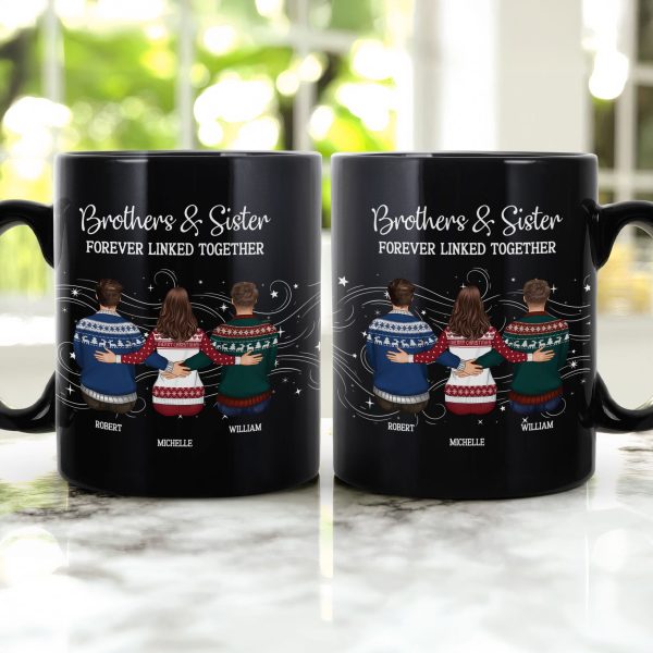 Brother Sister Forever Linked Together - Personalized Mug
