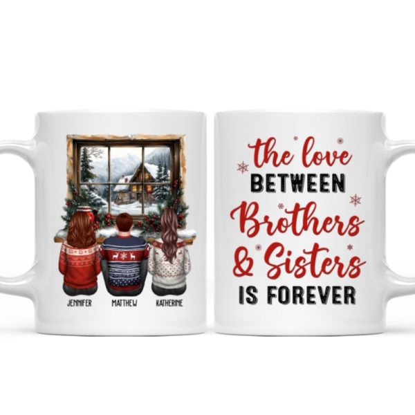 Brother Sisters Sitting By The Window Personalized Mug, Christmas Gift for Siblings