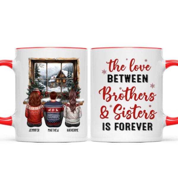 Brother Sisters Sitting By The Window Personalized Mug, Christmas Gift for Siblings