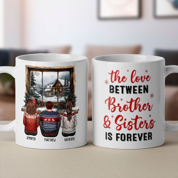 Brother Sisters Sitting By The Window Personalized Mug, Christmas Gift for Siblings