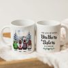 Brother Sisters Watercolor Christmas House Personalized Mug, Christmas Gift for Siblings