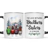 Brother Sisters Watercolor Christmas House Personalized Mug, Christmas Gift for Siblings