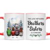 Brother Sisters Watercolor Christmas House Personalized Mug, Christmas Gift for Siblings