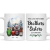 Brother Sisters Watercolor Christmas House Personalized Mug, Christmas Gift for Siblings