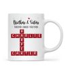 Brothers And Sisters Forever Linked Together Festive Theme Crossword Puzzle Art - Personalized Mug - Gift For Siblings, Family