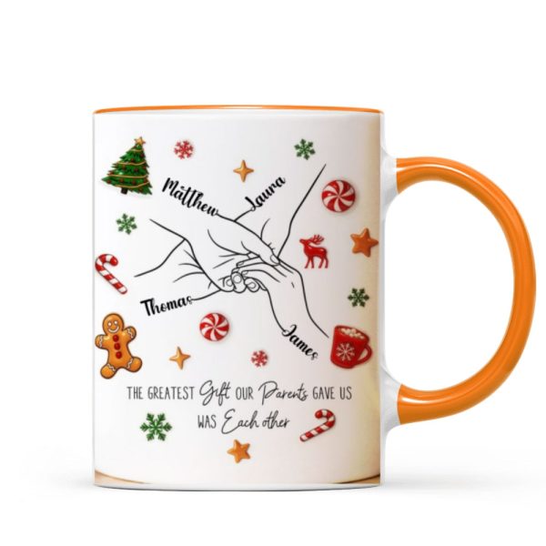 Brothers And Sisters Hands Line Art - Personalized Mug - Christmas Gift For Brother, For Sister