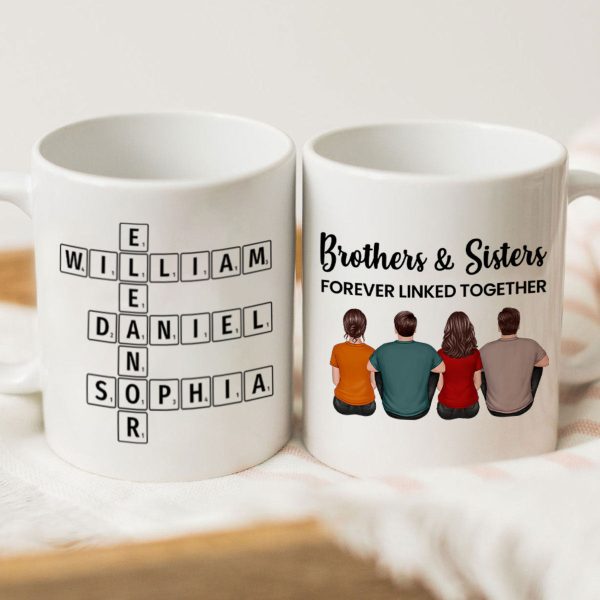 Brothers Sisters Family Linked Together Crossword Puzzle Art Personalized Mug