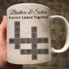 Brothers Sisters Forever Linked Together Crossword - Personalized Mug - Sentimental Gift for Siblings