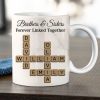 Brothers Sisters Forever Linked Together Crossword - Personalized Mug - Sentimental Gift for Siblings