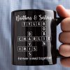 Brothers & Sisters Siblings Family Forever Linked Crossword Outline Personalized Mug
