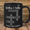 Brothers & Sisters Siblings Family Forever Linked Crossword Outline Personalized Mug