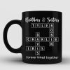 Brothers & Sisters Siblings Family Forever Linked Crossword Outline Personalized Mug