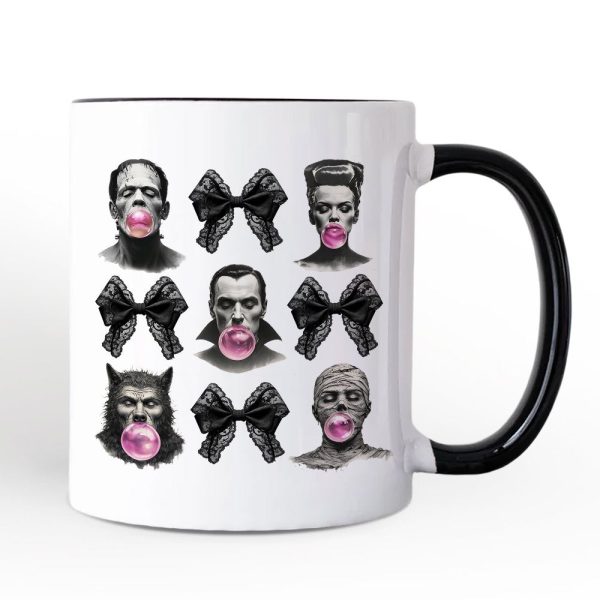 Bubblegum Classic Monster Personalized Mug, Funny Coquette Bow Gift with Retro Style and Custom Name