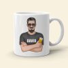 Built Beard Tough - Personalized White Mug - Gift for Dad - Man with Arms Crossed